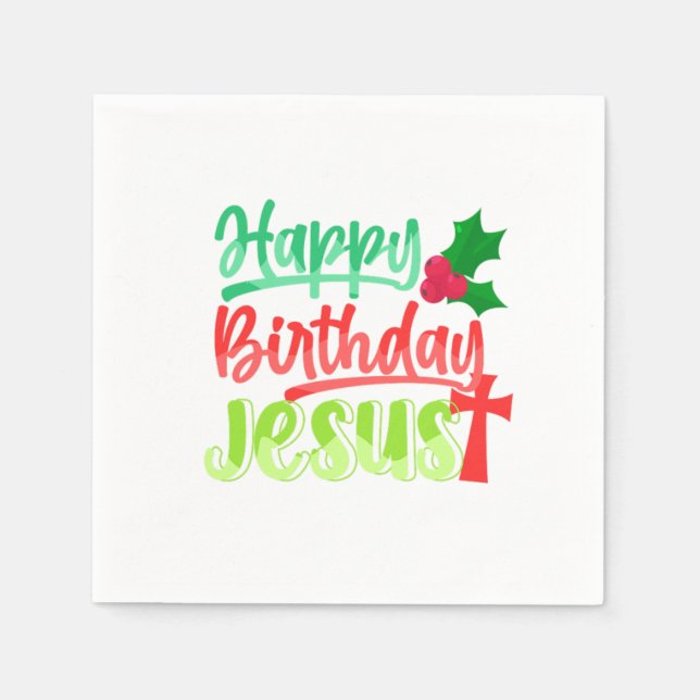 Servilleta De Papel Happy Birthday Jesus Xmas Merry Christmas Gift (Anverso)