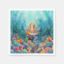 Servilleta De Papel Happy Birthday Octopus Ocean Sea Life Water Fish