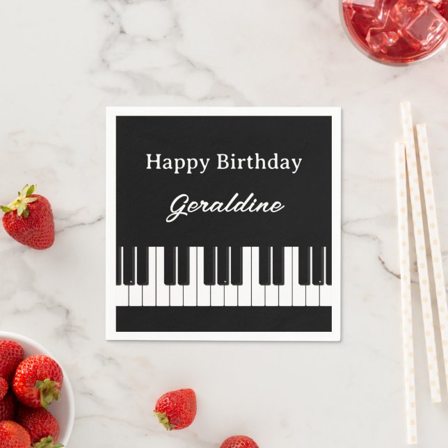 Servilleta De Papel Happy Birthday Piano Player Personalised (In situ)