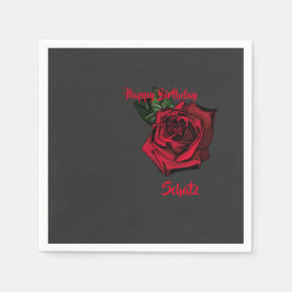 Servilleta De Papel Happy Birthday Schatz rote Rose