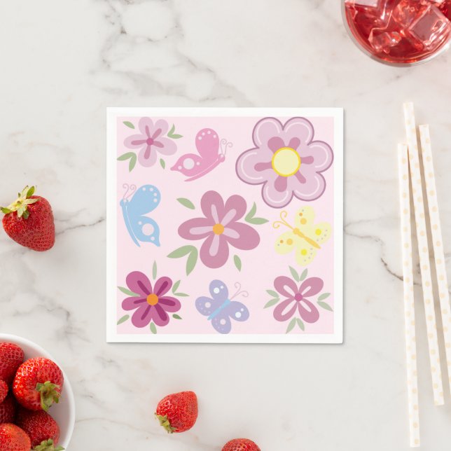 Servilleta De Papel Happy Birthday Wild Flowers Garden Boho Pattern (In situ)