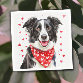 Servilleta De Papel Happy Border Collie Red Heart Bandana