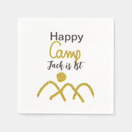 Servilleta De Papel Happy camping camper one birthday kids golden sun