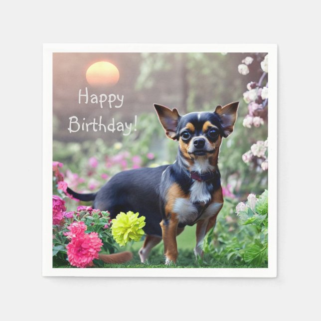 Servilleta De Papel Happy Chihuahua Birday Paper Napkins (Anverso)