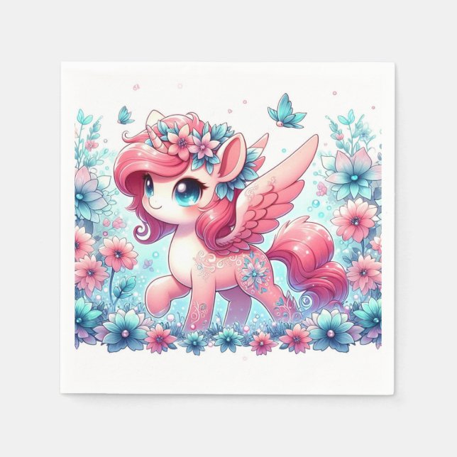 Servilleta De Papel Happy Cute Unicorn Baby Shower (Anverso)