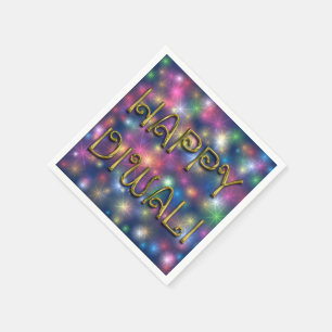Servilleta De Papel Happy Diwali Deepavali Stars Lights Napkin
