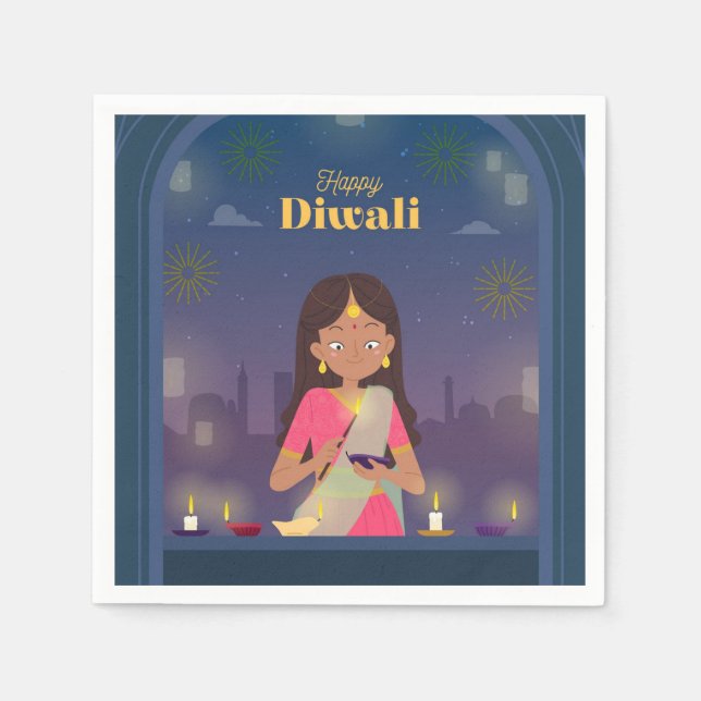 Servilleta De Papel Happy Diwali Napkins (Anverso)
