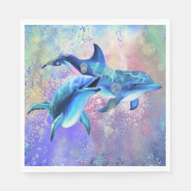 Servilleta De Papel Happy Dolphin Couple Napkins - Familia (Anverso)
