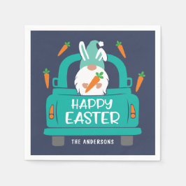 Servilleta De Papel Happy Easter Cute Modern Gnome Truck Name