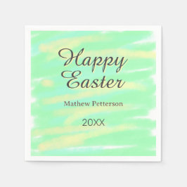 Servilleta De Papel Happy Easter green yellow pastel gray name year 
