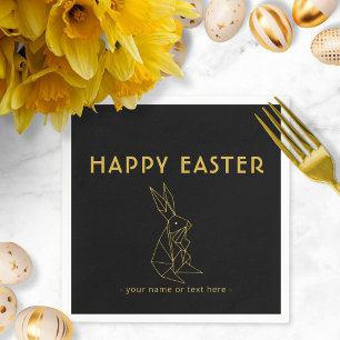 Servilleta De Papel Happy Easter Modern Black and Gold Paper Napkin