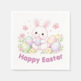 Servilleta De Papel Happy Easter Spring Design - Cute Easter Bunny 
