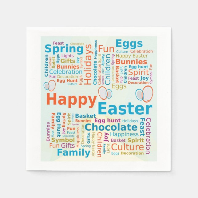 Servilleta De Papel Happy Easter Word Cloud Letters with Eggs (Anverso)