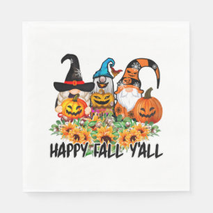 Servilleta De Papel Happy Fall Y'all Gnome Leopard Gnome Sunflower