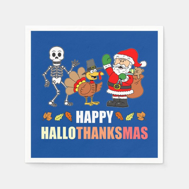 Servilleta De Papel Happy HalloGraciasMas (BLUE) Napkins (Anverso)