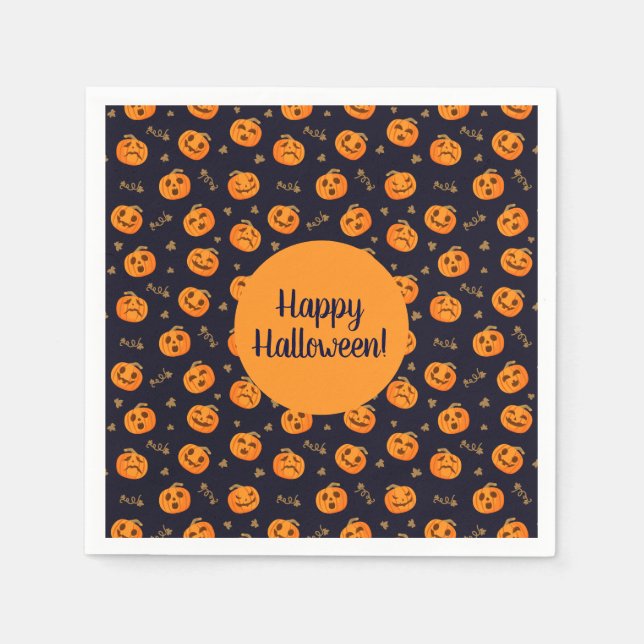 Servilleta De Papel Happy Halloween Funny Cumpkins Pattern (Anverso)