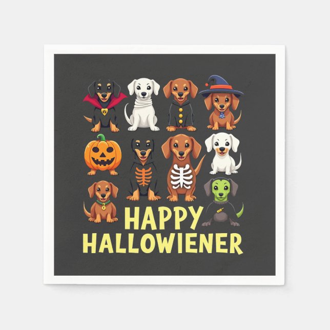 Servilleta De Papel Happy Hallowiener Spooky Halloween Dog Weiner (Anverso)