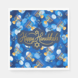 Servilleta De Papel Happy Hanukkah Blue And White