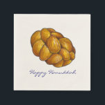 Servilleta De Papel Happy Hanukkah Chanukah Challah Bread Napkins<br><div class="desc">Cuenta con un ilustracion original de una hogaza de pan de jalá trenzado. ¡Perfecto para Hanukkah!</div>