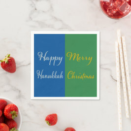 Servilleta De Papel Happy Hanukkah Merry Christmas Dual Holiday Design