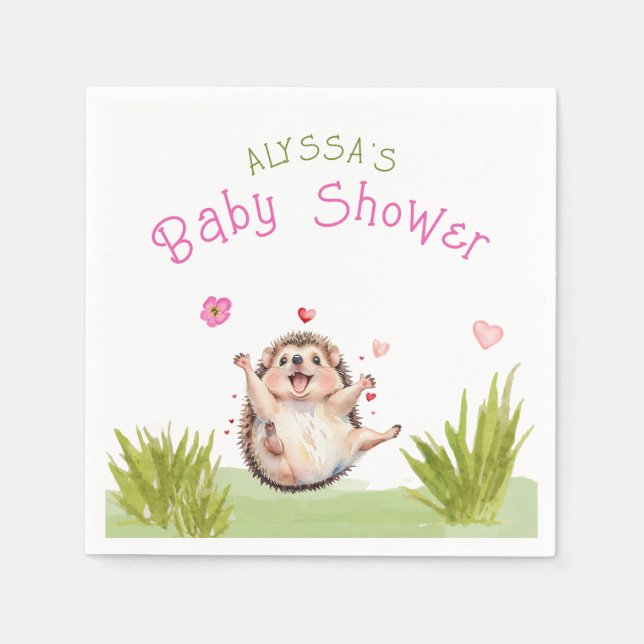 Servilleta De Papel Happy Hedgehog Garden Fiesta Baby Shower (Anverso)
