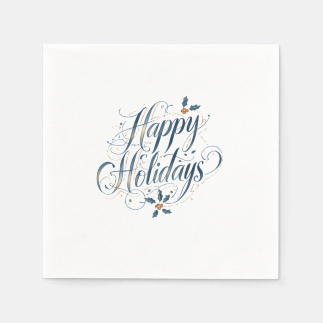 Servilleta De Papel Happy Holidays Merry Christmas Family New Year (Anverso)