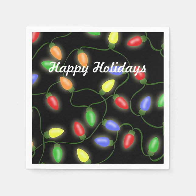 Servilleta De Papel Happy Holidays Navidades String Lights (Anverso)