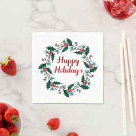Servilleta De Papel Happy Holiday's Wreath Paper Napkin