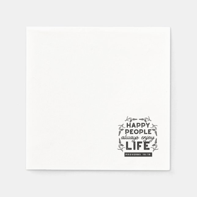 Servilleta De Papel Happy Life with Faith – Proverbs 15:15 Art (Anverso)