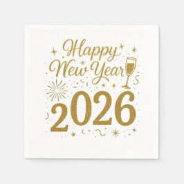 Servilleta De Papel Happy New Year 2026 Fiesta Napkins - Mesa festiva