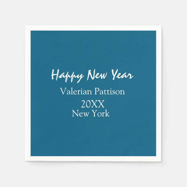 Servilleta De Papel Happy new year blue name place year boho simple  (Anverso)