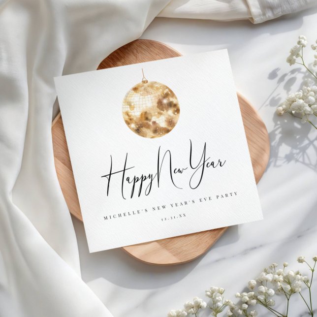 Servilleta De Papel Happy New Year Gold Disco Ball  (Subido por el creador)