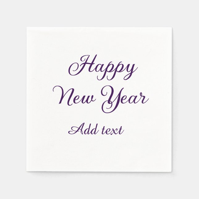 Servilleta De Papel Happy new year purple calligraphy simple minimal  (Anverso)