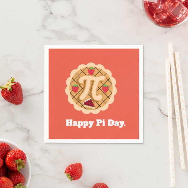 Servilleta De Papel Happy Pi Day Cherry Pie Cute 3.14 (In situ)