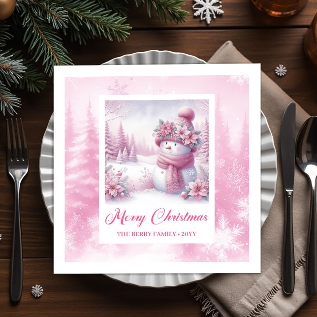 Servilleta De Papel Happy Pinkmas Christmas Napkins Winter Forest Kids (Happy Pinkmas Christmas Napkins Winter Forest Kids Design)