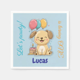 Servilleta De Papel Happy Puppy, Boy, Let's Pawty, 1st Birthday 