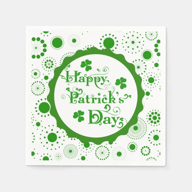 Servilleta De Papel Happy St. Patrick's Day Floral Text Design (Anverso)