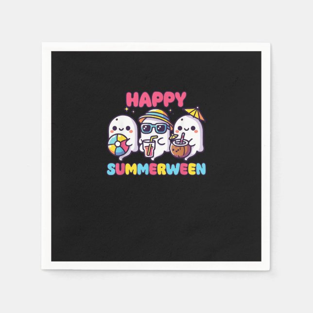 Servilleta De Papel Happy Summerween Summer Halloween Funny (Anverso)