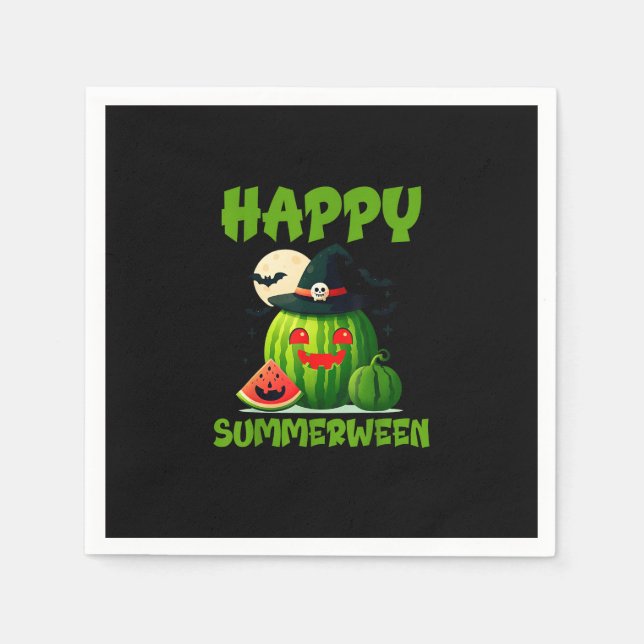 Servilleta De Papel Happy Summerween Summer Watermelon Jack-O-Lantern (Anverso)