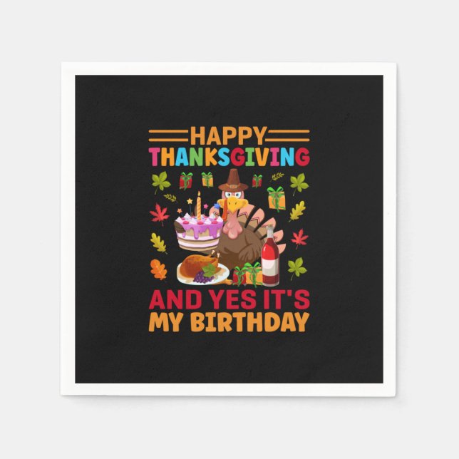 Servilleta De Papel Happy Thanksgiving And It Is My Birthday (Anverso)