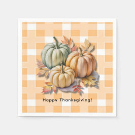 Servilleta De Papel Happy Thanksgiving Pumpkins & Autumn Leaves