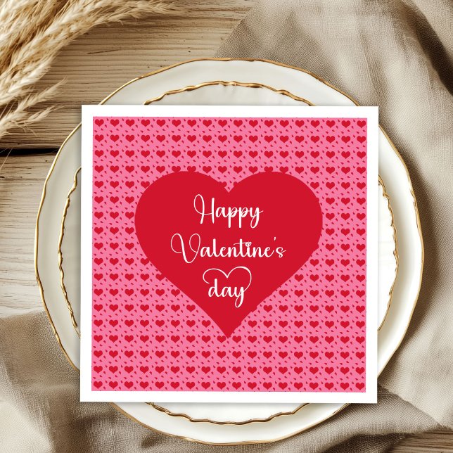 Servilleta De Papel Happy Valentine’s Day Hearts Love Napkins (Happy Valentine’s Day Hearts Love Napkins)