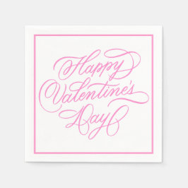 Servilleta De Papel Happy Valentines Day Elegant Pink Calligraphy 