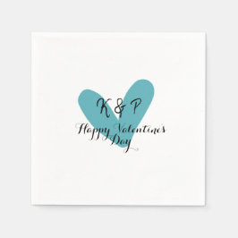 Servilleta De Papel Happy Valentine's day turquoise heart name letter 