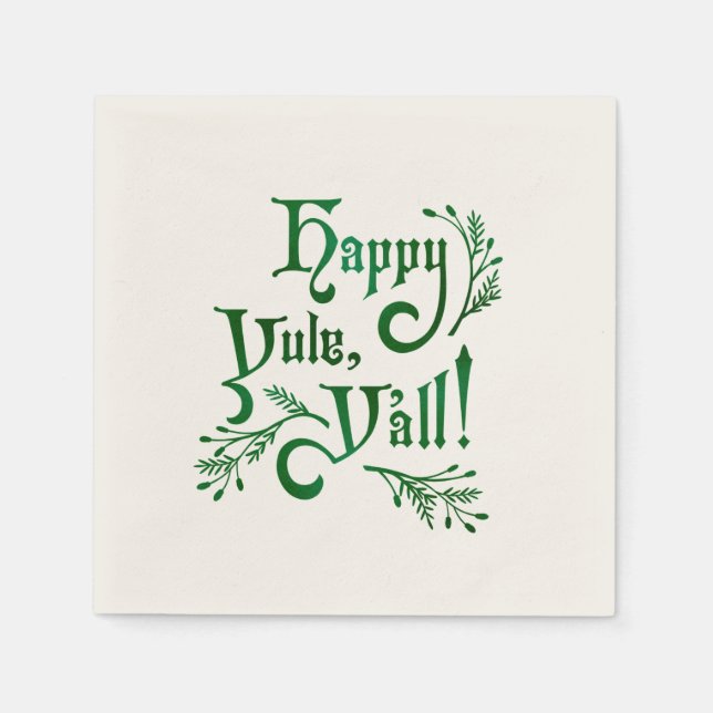 Servilleta De Papel Happy Yule Yall Southern Navidades Pagan (Anverso)