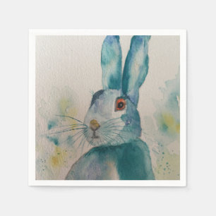 Servilleta De Papel Hare Rabbit Watercolor Blue servilletas