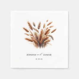 Servilleta De Papel Harina de Agua Floral Rústica Trigo Elegante Boda