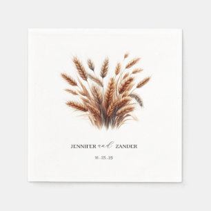 Servilleta De Papel Harina de Agua Floral Rústica Trigo Elegante Boda