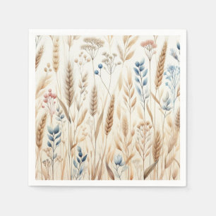 Servilleta De Papel Harina de Agua Floral Rústica Trigo Elegante Boda