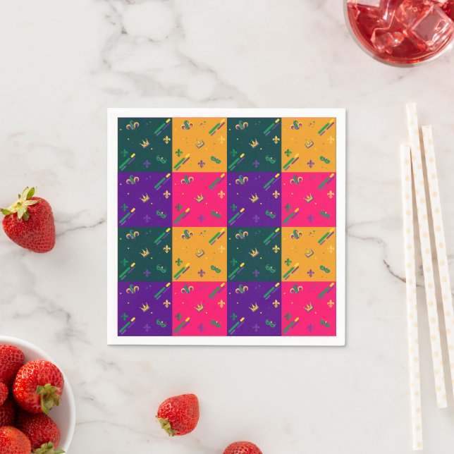 Servilleta De Papel Harlequin Fleur de Lis Diamond Carnaval de Mardi G (In situ)